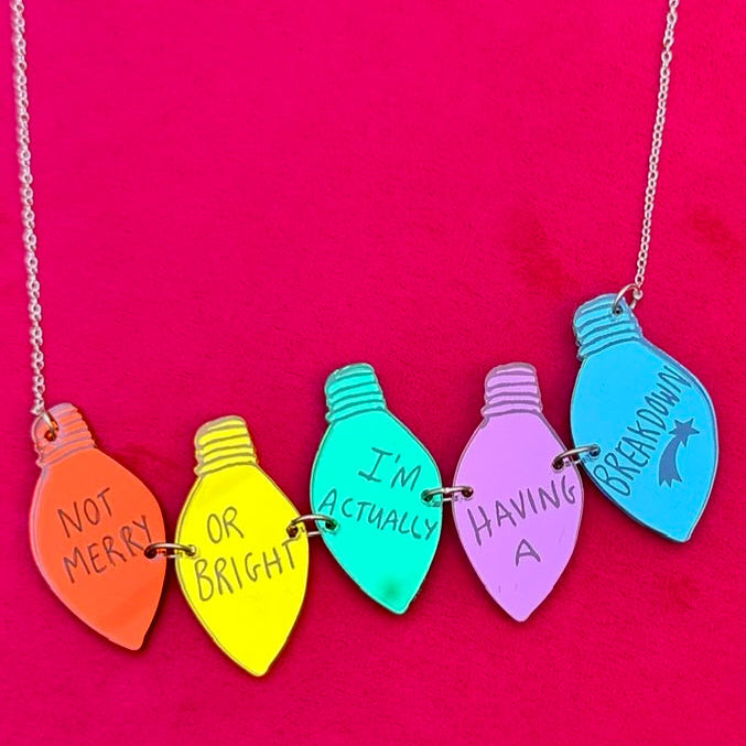 Having a Breakdown, festive lights necklace.