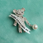Raging bear diamanté pin