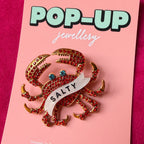 Salty, mini diamanté crab pin