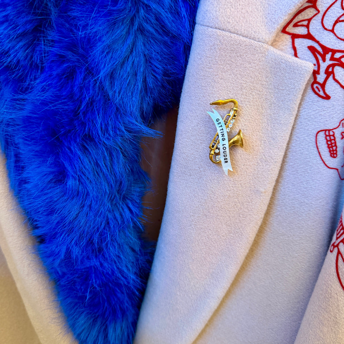 The SAXOPHONES ARE GETTING LOUDER… diamanté pin