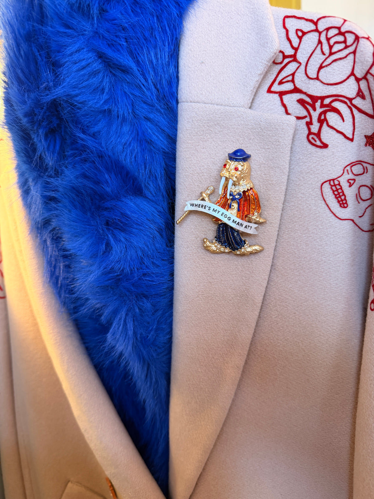 I Am The Walrus, enamel and diamanté pin