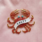 Salty, mini diamanté crab pin