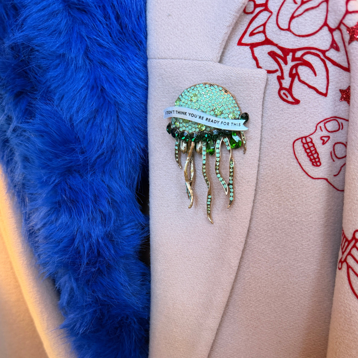 I DON’T THINK YOU ARE READY FOR THIS JELLY, Diamanté jellyfish pin