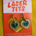 Heart Burst Earrings, Blue Marble