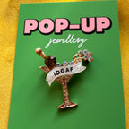 IDGAF diamanté martini glass pin