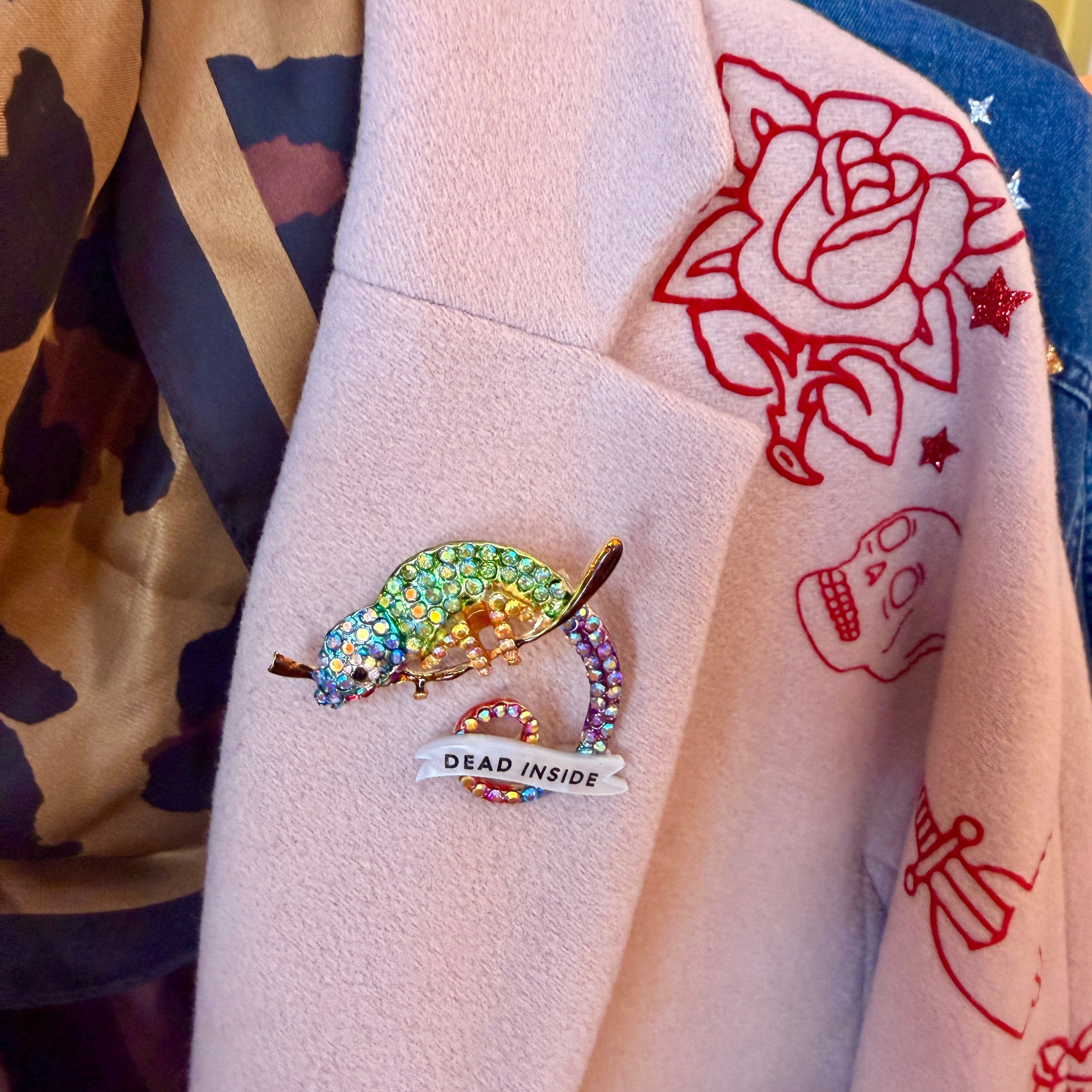 Dead inside, extroverted chameleon pin
