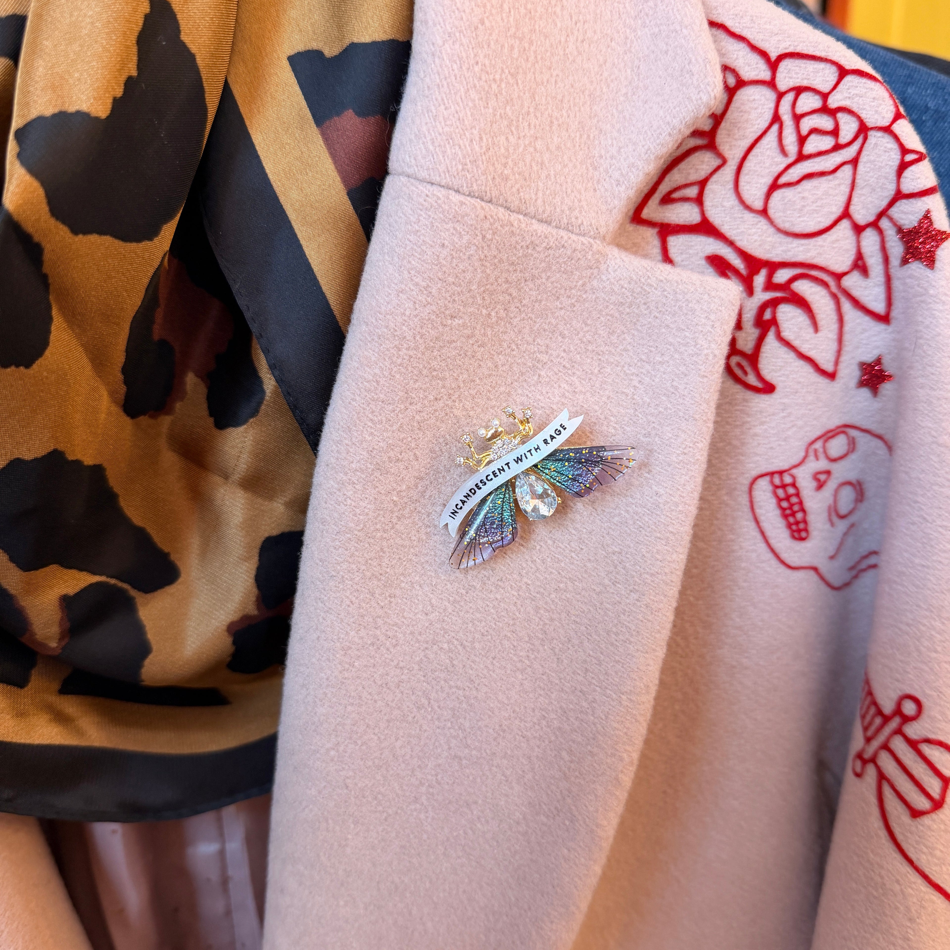 Incandescent with rage, firefly pin