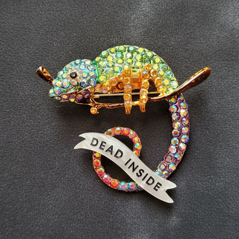 Dead inside, extroverted chameleon pin