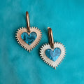 Heart Burst Earrings, Blue Marble