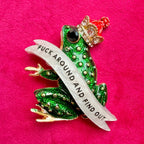 FAFO frog prince, enamel and diamanté pin