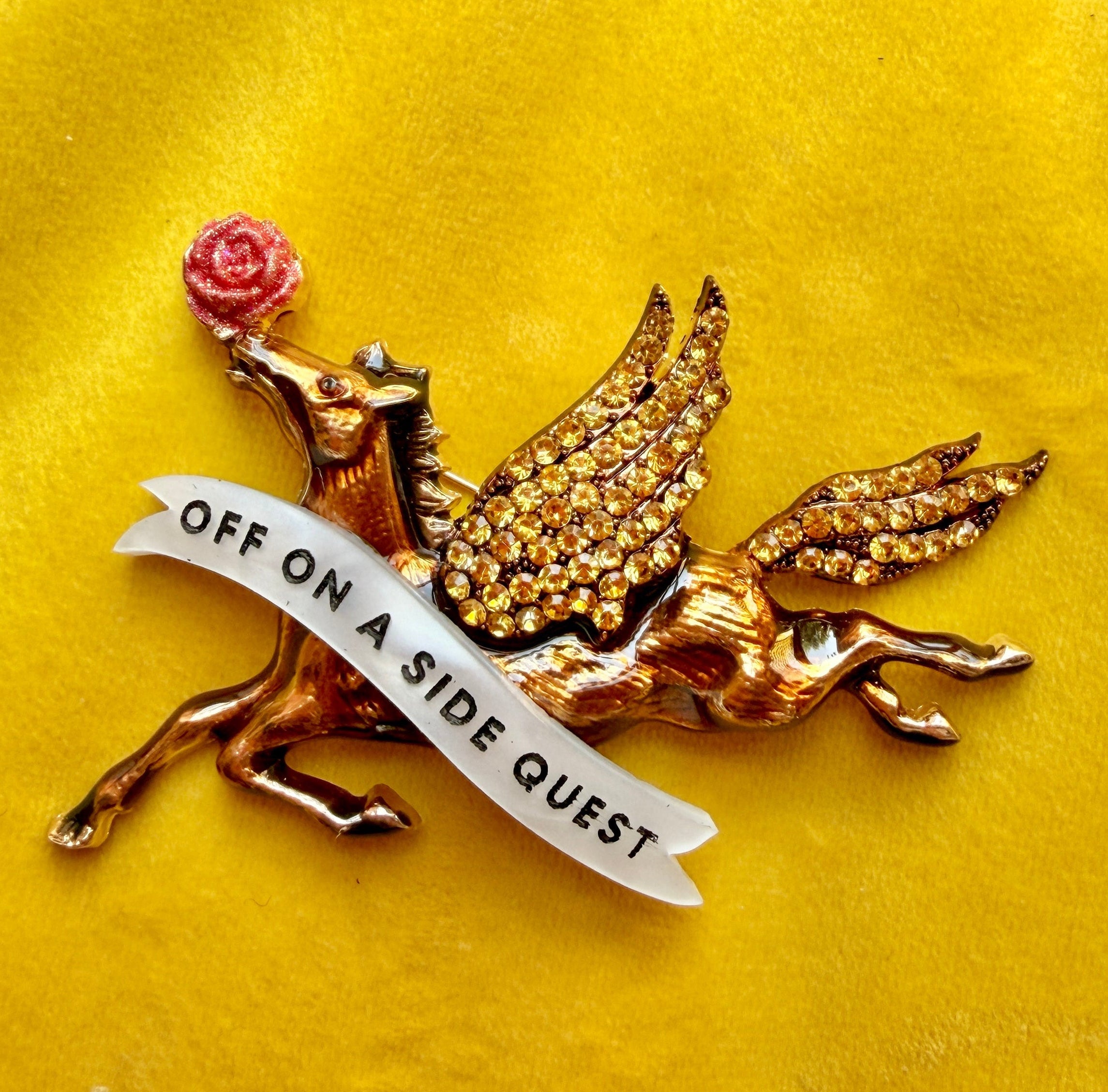 Off on a side quest, flying horse pin
