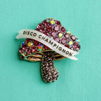 French Disco Mushroom, diamanté pin