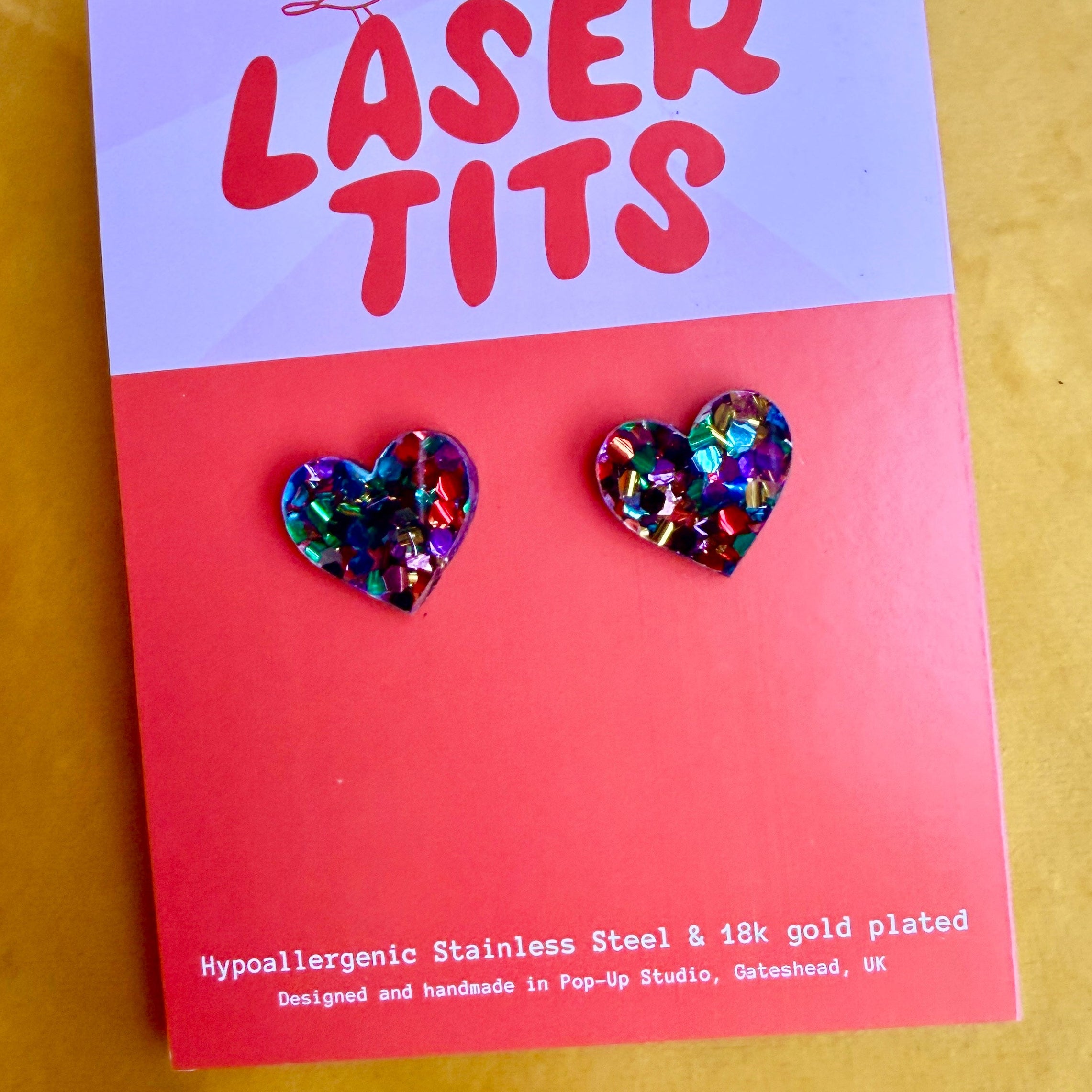 CONFETTI HEART studs