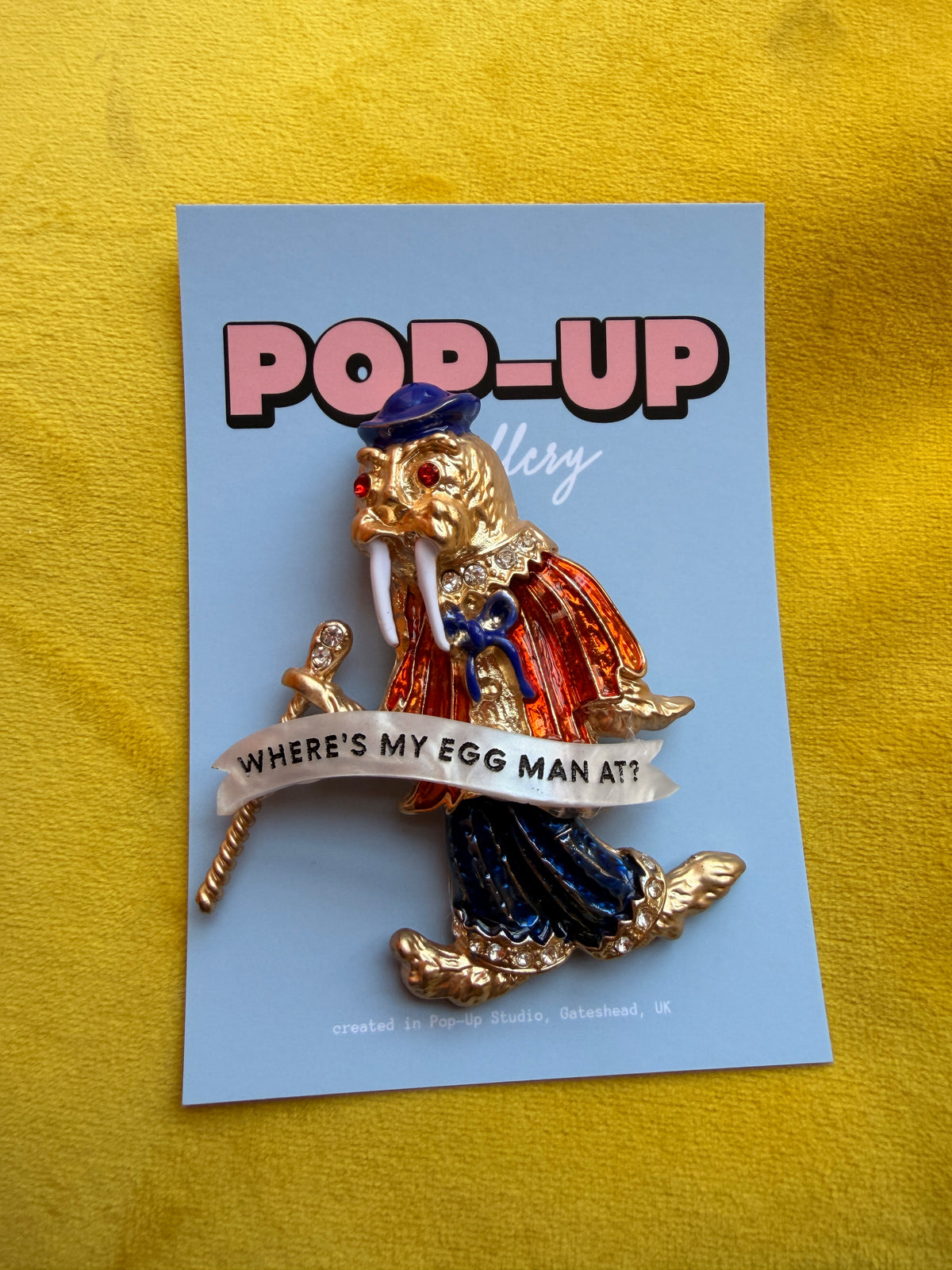 I Am The Walrus, enamel and diamanté pin
