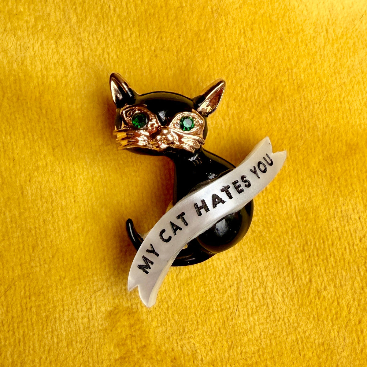 My Cat HATES you, enamel and diamanté pin
