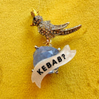 Kebab? Diamanté bird pin