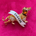 Clever Sausage! Diamanté Dachshund pin