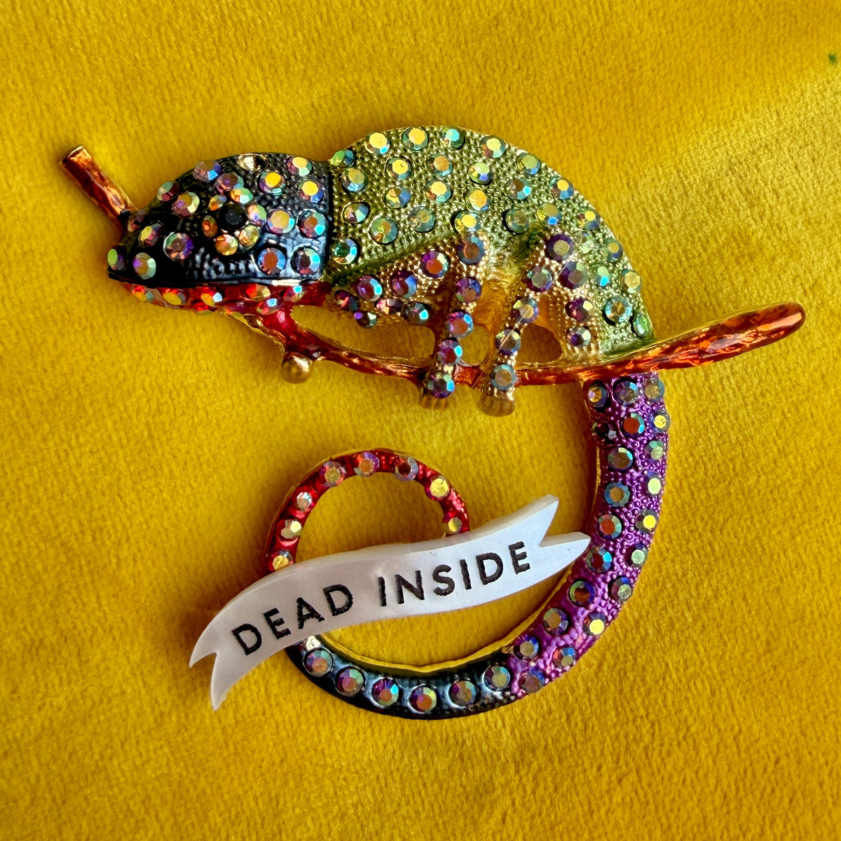 Dead inside, extroverted chameleon pin