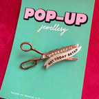 Not today scissors, diamanté pin