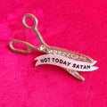 Not today scissors, diamanté pin