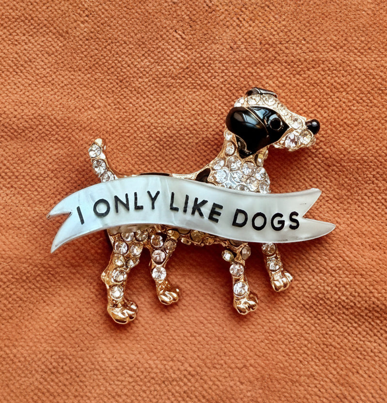I ONLY LIKE DOGS, vintage diamond dog pin