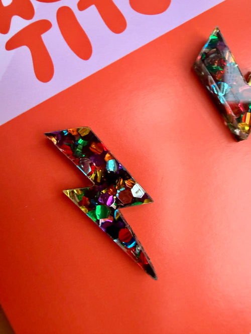 CONFETTI GLITTER mini bolt studs