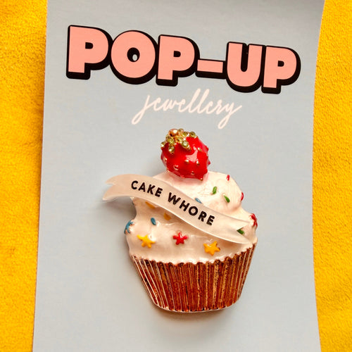 Cake Whore, enamel cupcake pin