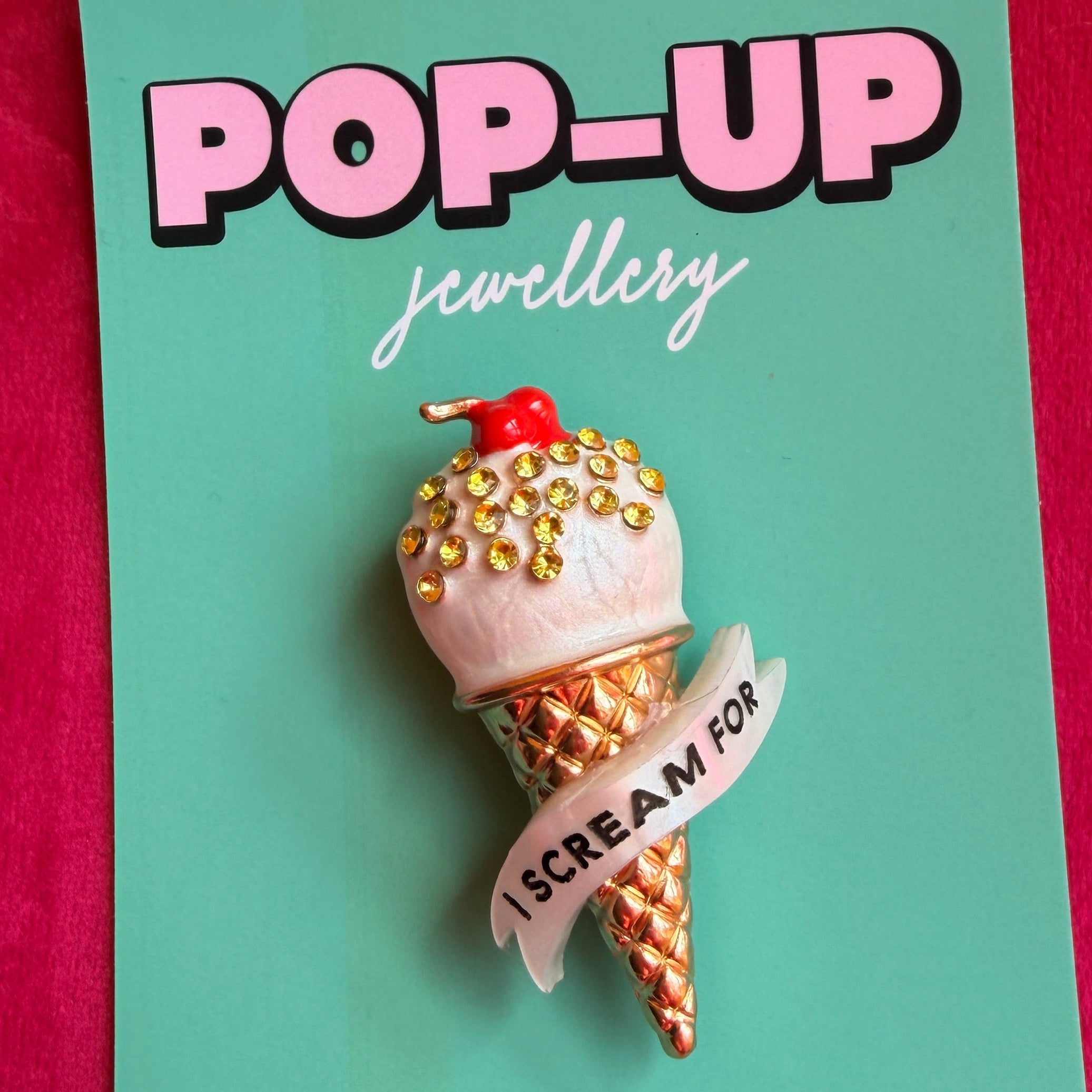 I SCREAM FOR ICE CREAM diamanté pin