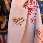Off to live in the woods, red squirrel pin