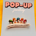 This Party could have been an email, diamanté birds pin