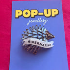 HIBERNATING, diamanté hedgehog pin