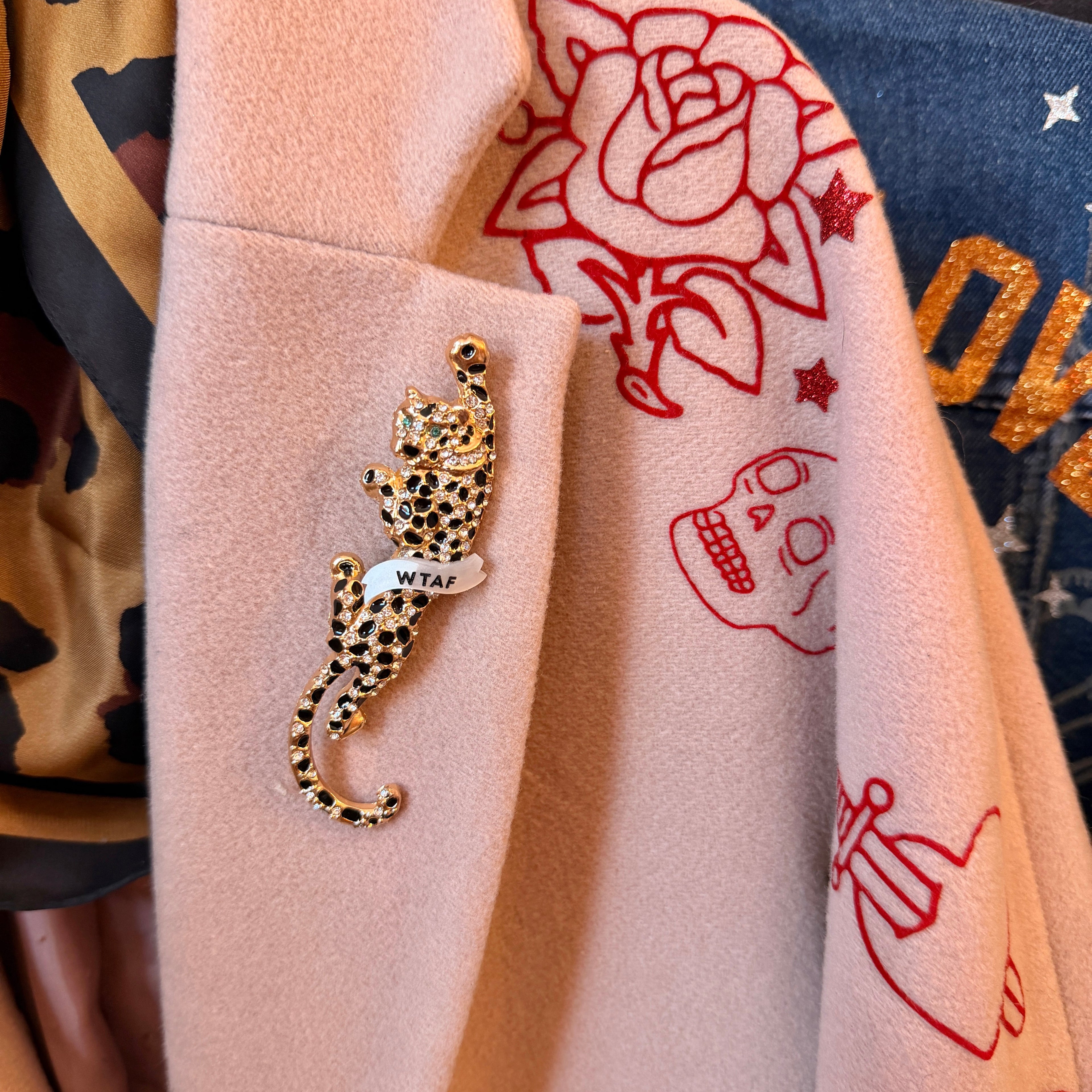 WTAF leopard pin