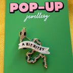 Tiny bitey snake, diamanté pin