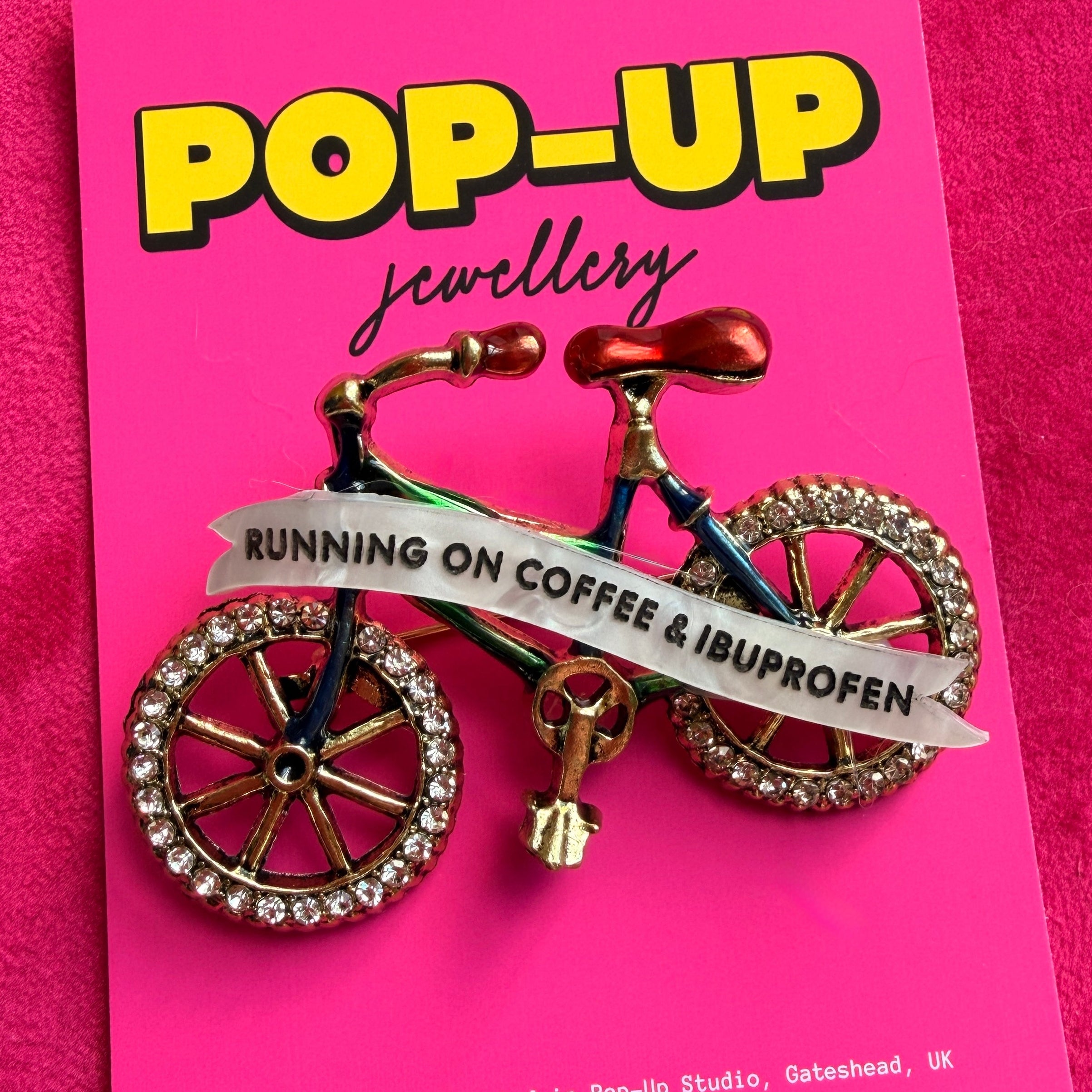 Coffee and Ibuprofen bike pin