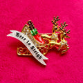 Here to Sleigh - diamanté reindeer pin