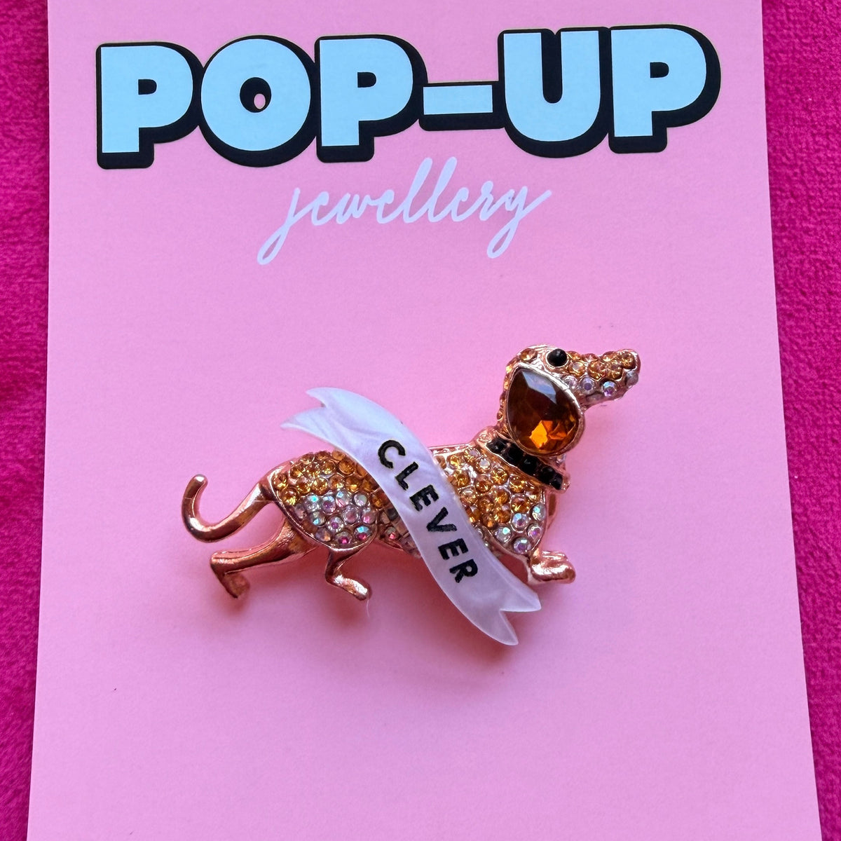 Clever Sausage! Diamanté Dachshund pin