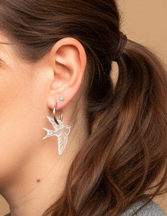 Tattoo swallow earrings