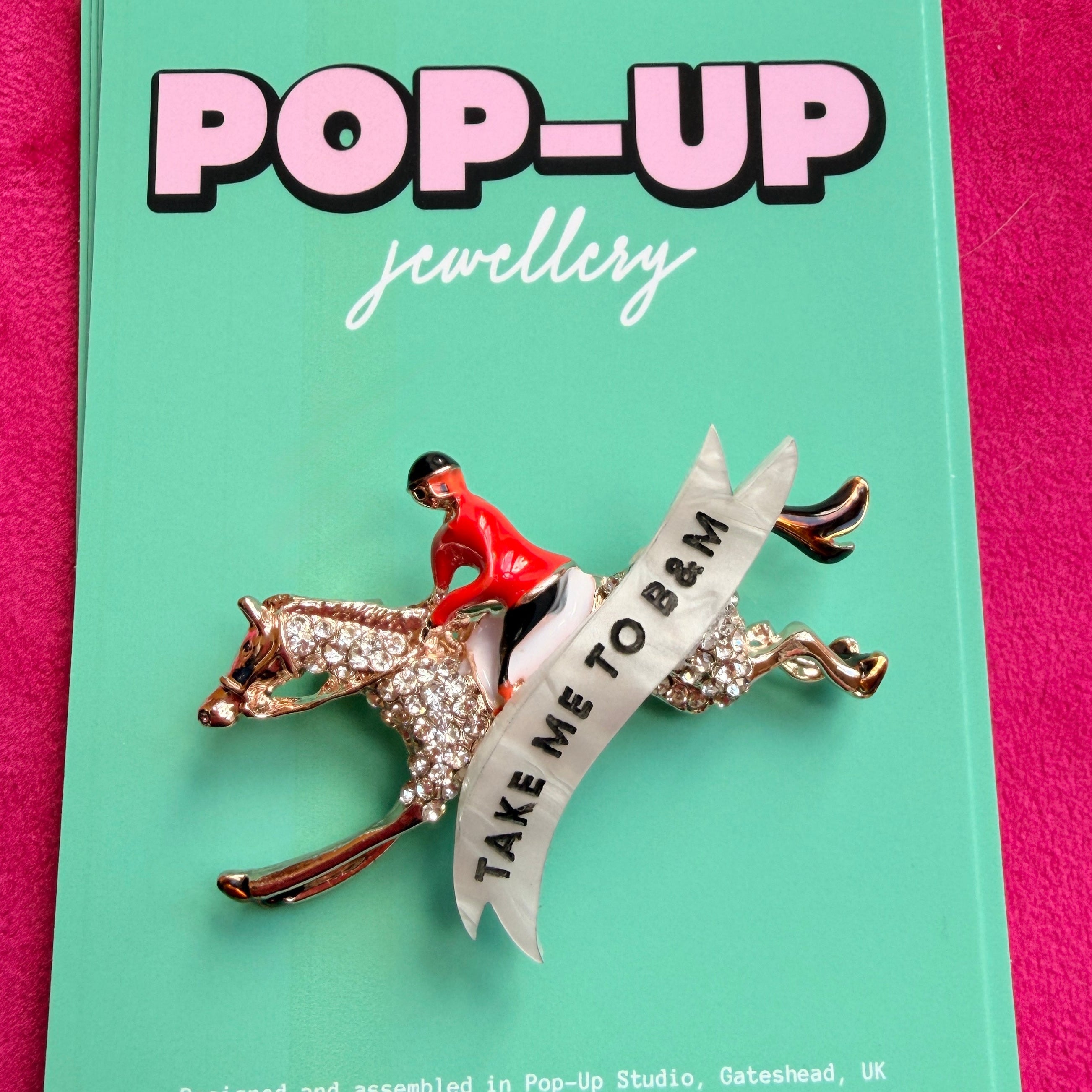 TAKE ME TO B&M, galloping horse pin