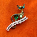 World’s best cat herder, diamanté cat pin