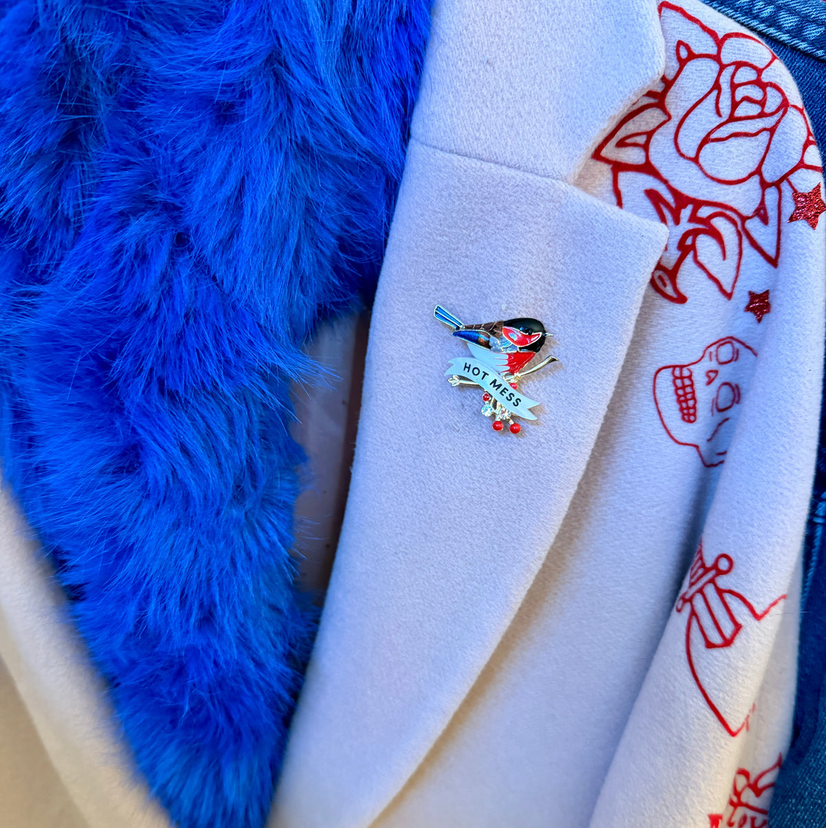 Hot Mess, menopausal garden bird pin