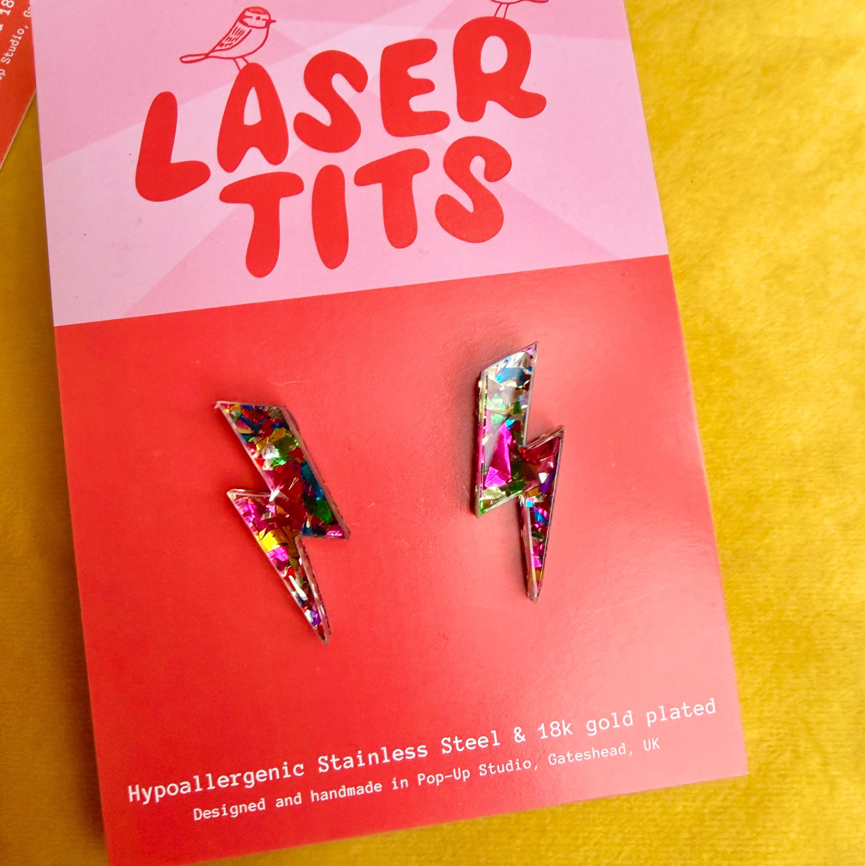 FESTIVAL GLITTER mini bolt studs