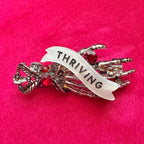 Skeleton hand, Thriving, diamanté pin