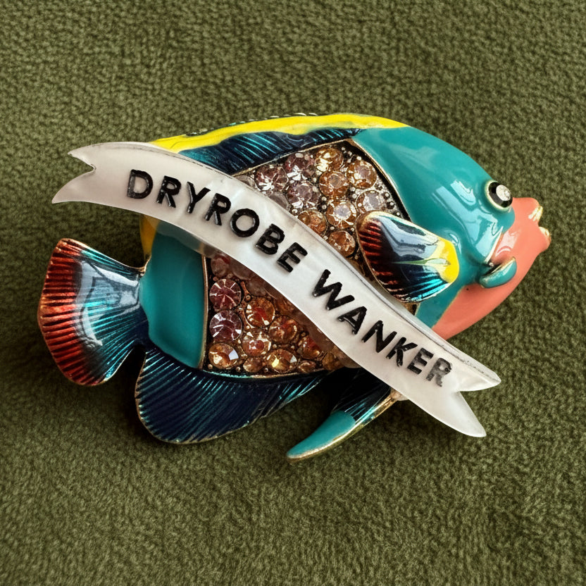 DRYROBE WANKER, diamanté fish pin