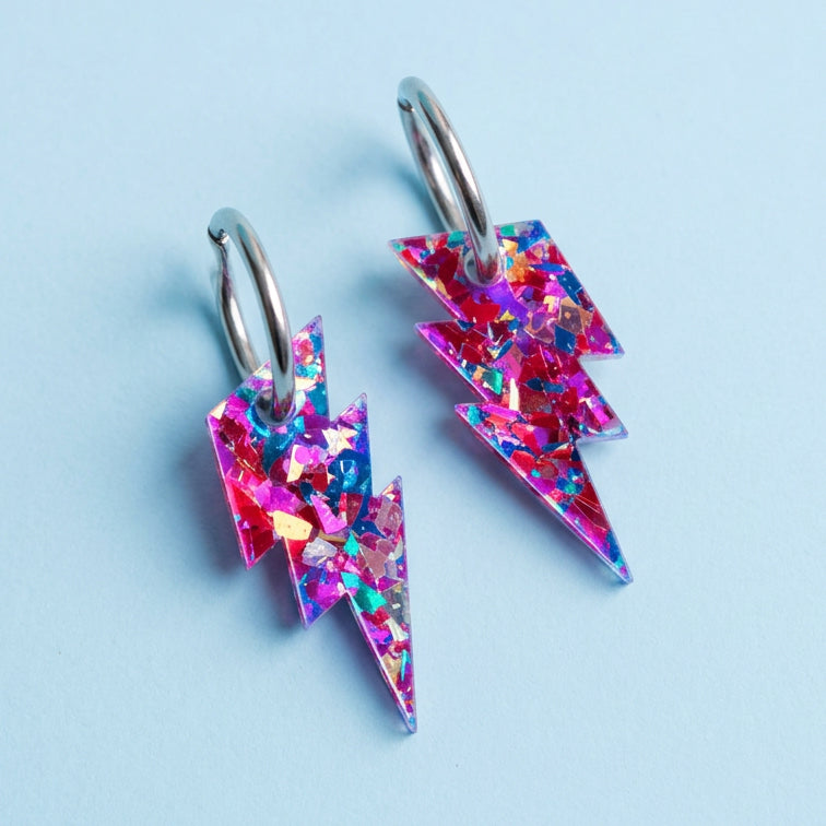 Confetti Lightning bolt hoops