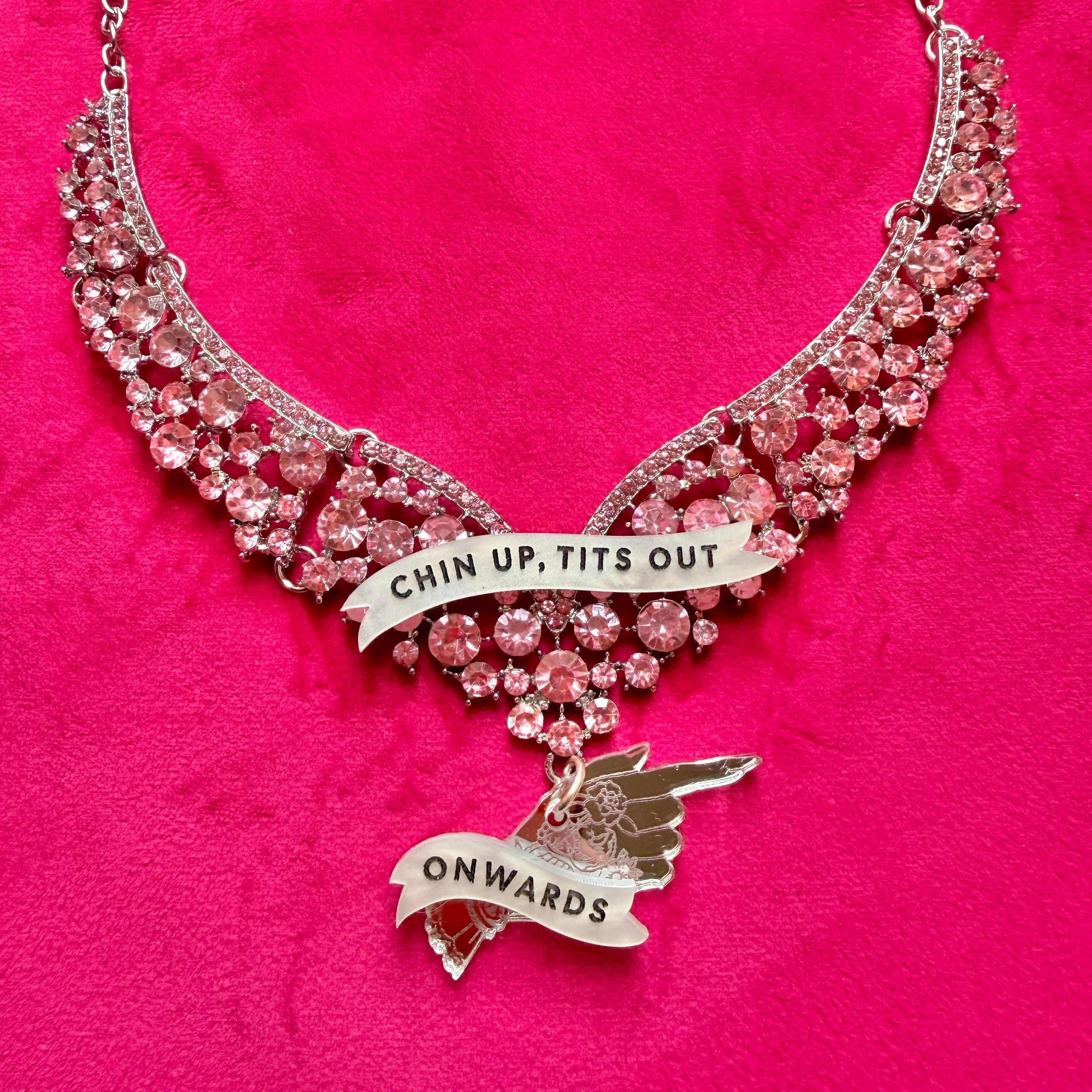 Chin up, tits out, onwards. Diamanté princess necklace