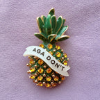 Push pineapple shake the tree. Diamanté pin