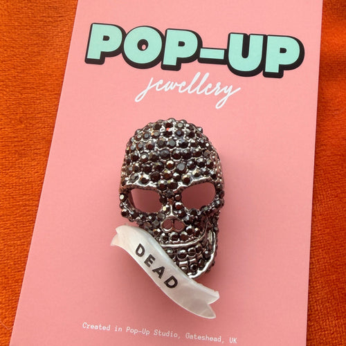 Dead. Diamanté skull pin