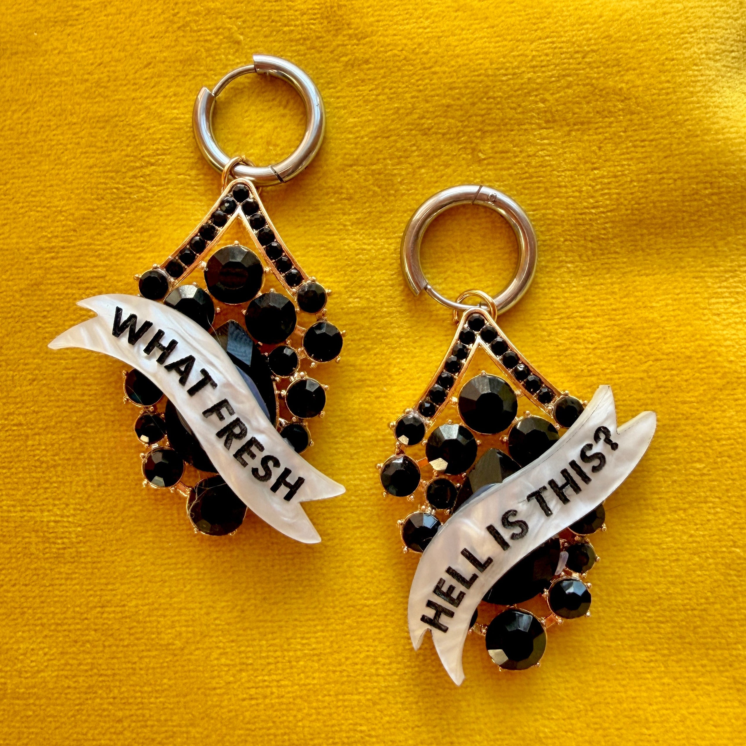 FRESH HELL, diamanté earrings – Pop-Up Studio
