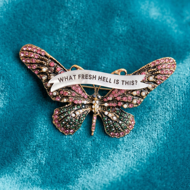 FRESH HELL Diamanté butterfly pin