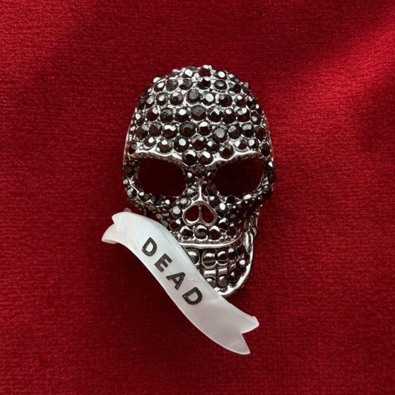 Dead. Diamanté skull pin